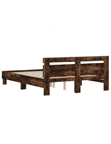 Giroletto con Testiera e LED Rovere Fumo 150x200 cm