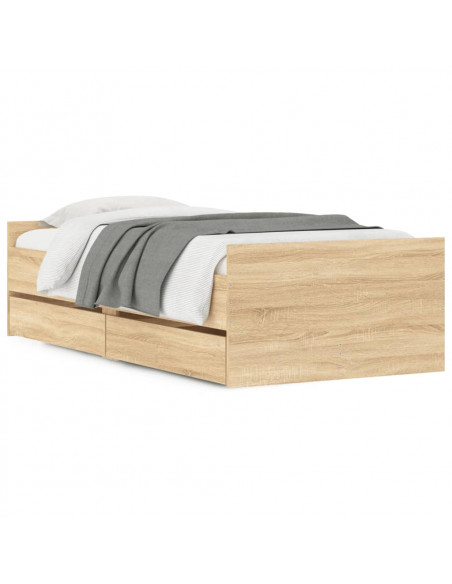 Giroletto con Cassetti Rovere Sonoma 75x190 cm Small Single