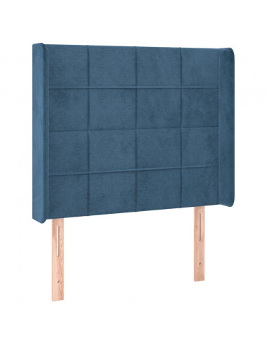 Testiera ad Orecchio Blu Scuro 103x16x118/128 cm in Velluto