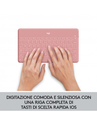 Logitech Keys-To-Go Tastiera Bluetooth, Sottile e Leggera, per iPhone, iPad, Apple TV e tutti i dispositivi iOS. Rosa