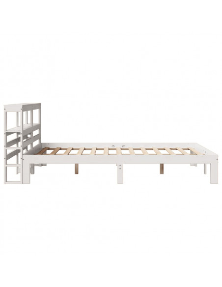 Giroletto con Testiera Bianco 140x190 cm in Legno Massello Pino