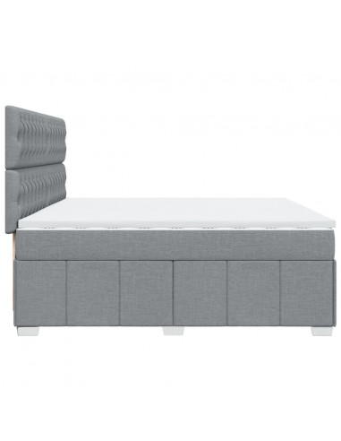 Giroletto a Molle con Materasso Grigio Chiaro 200x200cm Tessuto