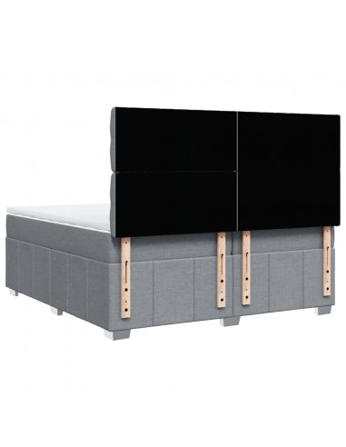 Giroletto a Molle con Materasso Grigio Chiaro 200x200cm Tessuto