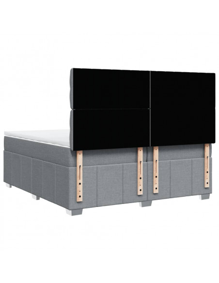 Giroletto a Molle con Materasso Grigio Chiaro 200x200cm Tessuto