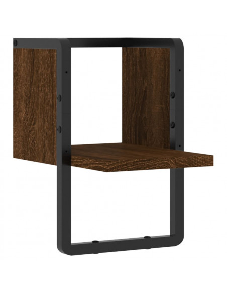 Mensola a Parete con Asta Rovere Marrone 20x25x30 cm
