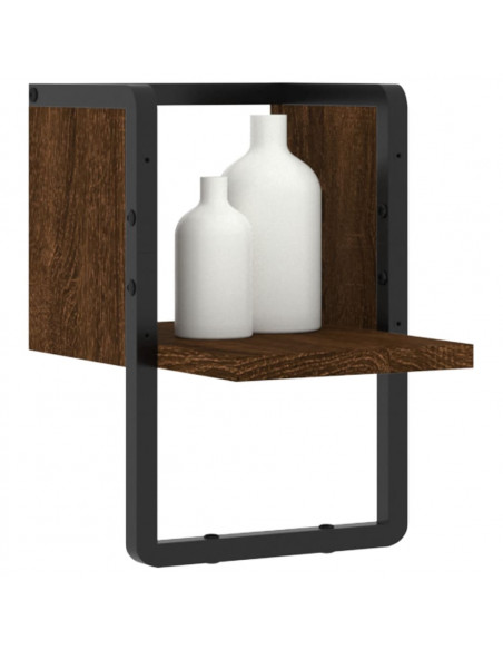 Mensola a Parete con Asta Rovere Marrone 20x25x30 cm