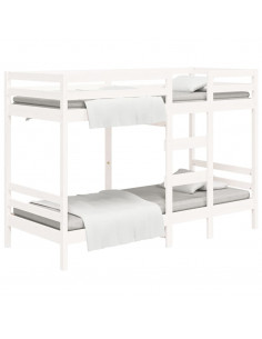 Letto a Castello Bianco 80x200 cm in Legno Massello di Pino 2