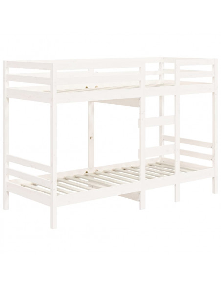 Letto a Castello Bianco 80x200 cm in Legno Massello di Pino