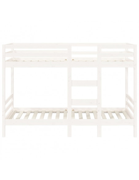 Letto a Castello Bianco 80x200 cm in Legno Massello di Pino