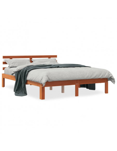 Giroletto con Testiera Marrone Cera 135x190 cm Massello Pino