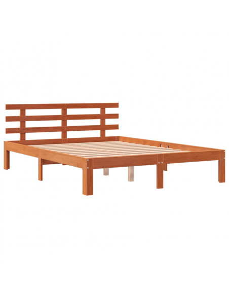 Giroletto con Testiera Marrone Cera 135x190 cm Massello Pino