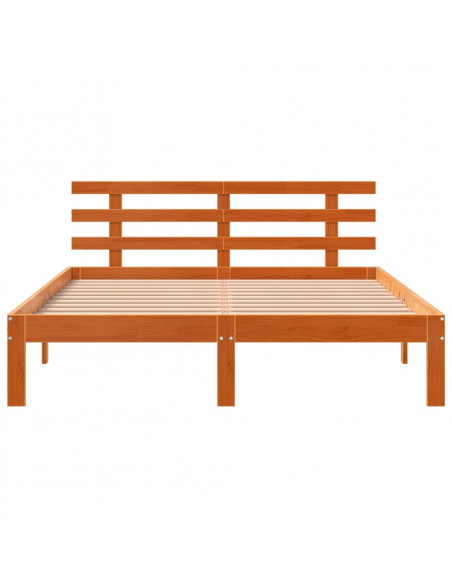 Giroletto con Testiera Marrone Cera 135x190 cm Massello Pino