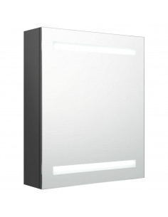 Armadietto Bagno con Specchio e LED Grigio 50x14x60 cm 2