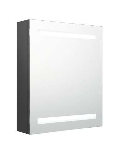 Armadietto Bagno con Specchio e LED Grigio 50x14x60 cm
