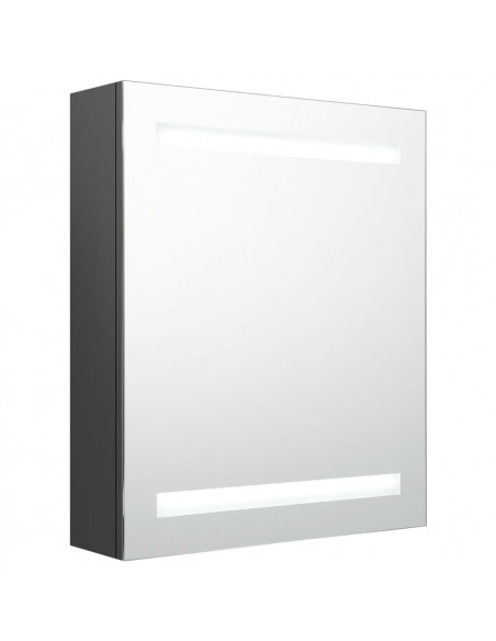 Armadietto Bagno con Specchio e LED Grigio 50x14x60 cm