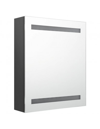 Armadietto Bagno con Specchio e LED Grigio 50x14x60 cm
