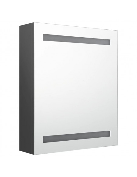 Armadietto Bagno con Specchio e LED Grigio 50x14x60 cm