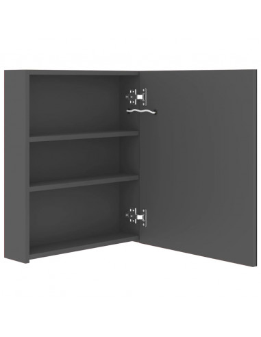 Armadietto Bagno con Specchio e LED Grigio 50x14x60 cm