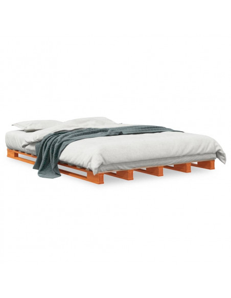 Letto Pallet Marrone Cera 140x200 cm in Legno Massello di Pino