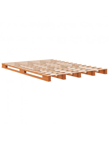 Letto Pallet Marrone Cera 140x200 cm in Legno Massello di Pino