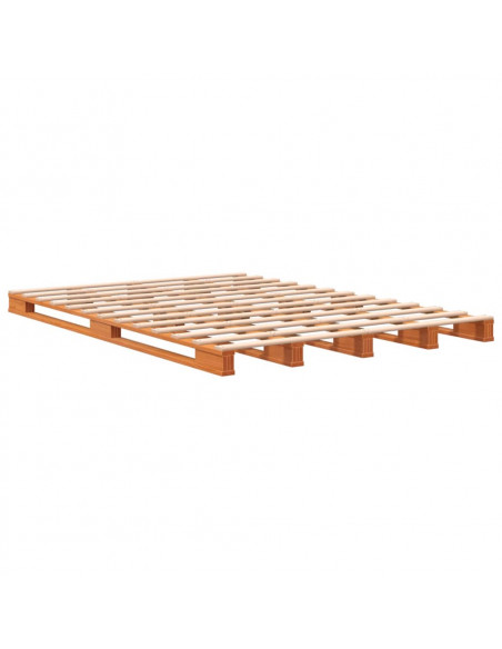 Letto Pallet Marrone Cera 140x200 cm in Legno Massello di Pino