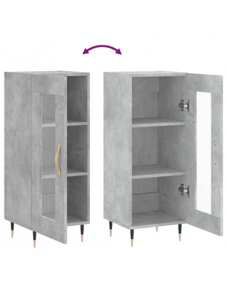 Credenza Grigio Cemento 34,5x34x90 cm in Legno Multistrato