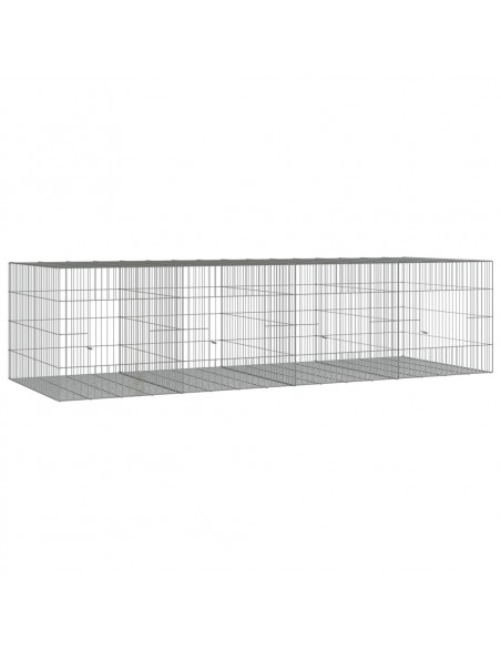 Conigliera con 4 Pannelli 217x79x54 cm Ferro Zincato
