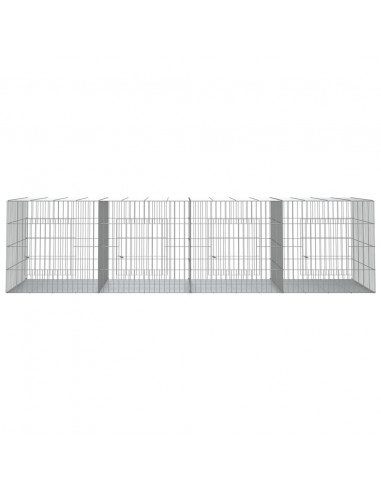 Conigliera con 4 Pannelli 217x79x54 cm Ferro Zincato
