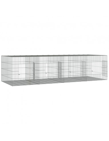 Conigliera con 4 Pannelli 217x79x54 cm Ferro Zincato