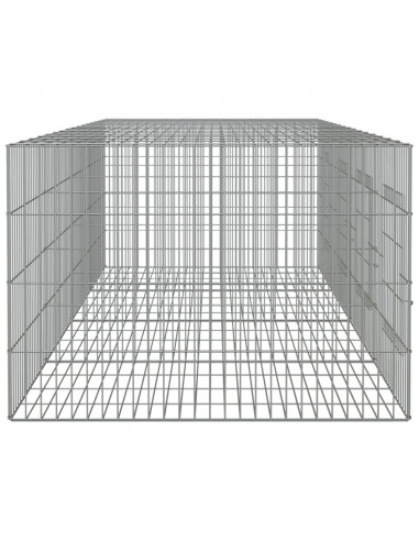 Conigliera con 4 Pannelli 217x79x54 cm Ferro Zincato