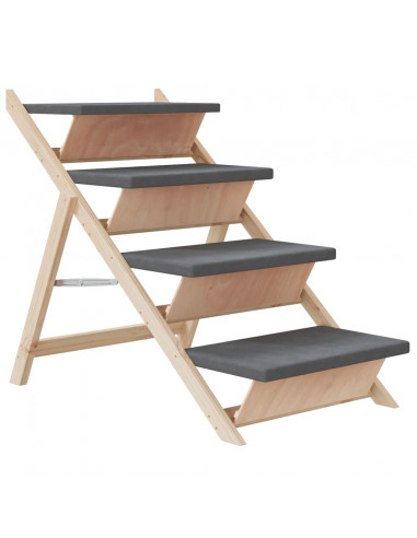 Scala per Cani Grigia 105x47 cm in Legno Massello di Abete