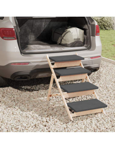 Scala per Cani Grigia 105x47 cm in Legno Massello di Abete