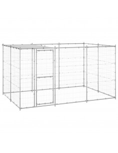 Gabbia per Cani da Esterno in Acciaio Zincato con Tetto 7,26 m² 2