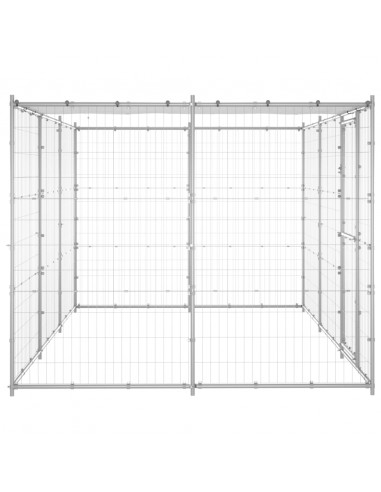 Gabbia per Cani da Esterno in Acciaio Zincato con Tetto 7,26 m²