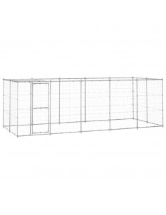 Gabbia per Cani da Esterno in Acciaio Zincato con Tetto 12,1 m² 2