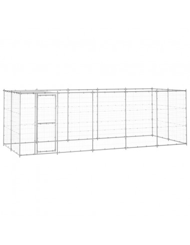Gabbia per Cani da Esterno in Acciaio Zincato con Tetto 12,1 m²