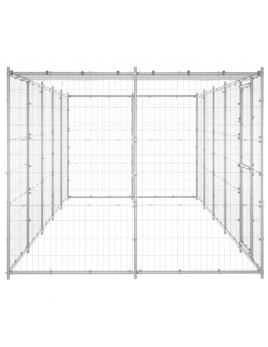 Gabbia per Cani da Esterno in Acciaio Zincato con Tetto 12,1 m²