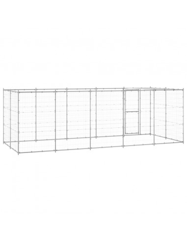 Gabbia per Cani da Esterno in Acciaio Zincato con Tetto 12,1 m²