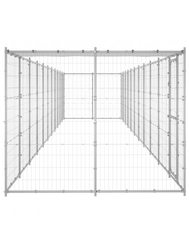 Gabbia per Cani da Esterno in Acciaio Zincato con Tetto 26,62m²