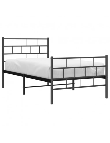 Giroletto con Testiera e Pediera Metallo Nero 75x190 cm