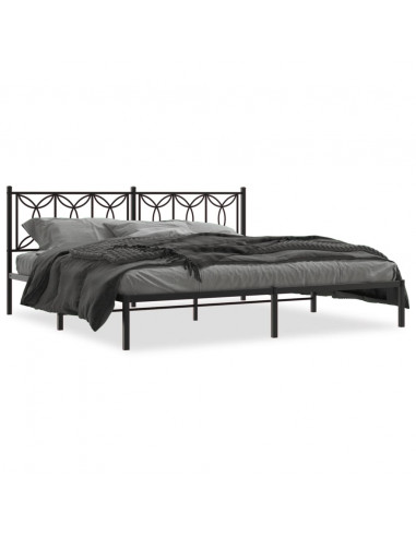 Giroletto con Testiera in Metallo Nero 193x203 cm