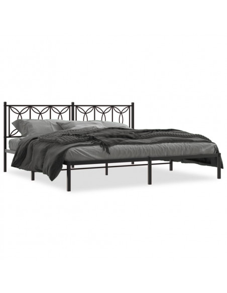 Giroletto con Testiera in Metallo Nero 193x203 cm