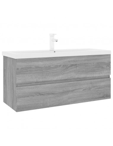 Mobile Bagno e Lavabo Integrato Grigio Sonoma Legno Multistrato