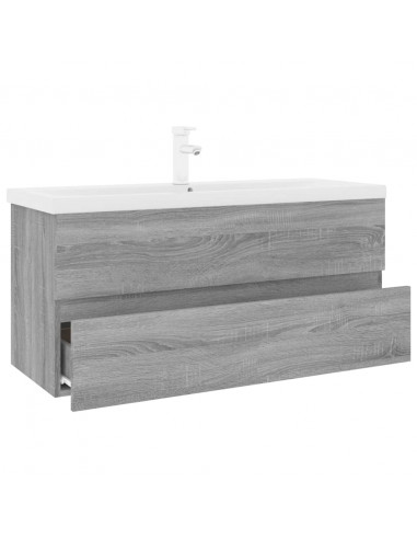 Mobile Bagno e Lavabo Integrato Grigio Sonoma Legno Multistrato