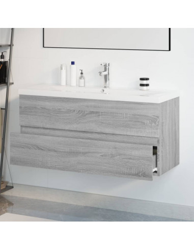 Mobile Bagno e Lavabo Integrato Grigio Sonoma Legno Multistrato