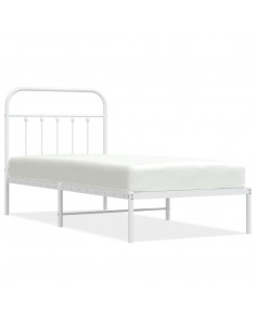 Giroletto con Testiera Metallo Bianco 90x200 cm 2