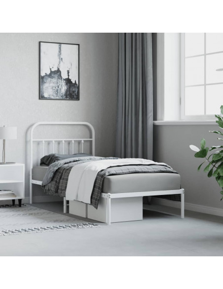 Giroletto con Testiera Metallo Bianco 90x200 cm