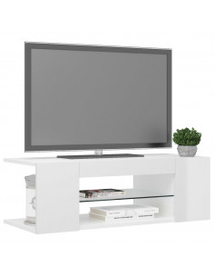 Mobile Porta TV con Luci LED Bianco Lucido 90x39x30 cm 2