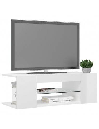 Mobile Porta TV con Luci LED Bianco Lucido 90x39x30 cm