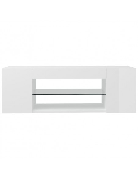 Mobile Porta TV con Luci LED Bianco Lucido 90x39x30 cm